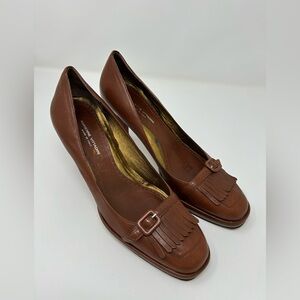 Adrienne Vittadini Tan Genuine Leather Heels Made in Italy